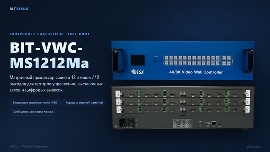 Контроллер видеостены и матричный коммутатор BIT-VWC-MS1212Ma 12x12 4K60 HDMI Bitvisus