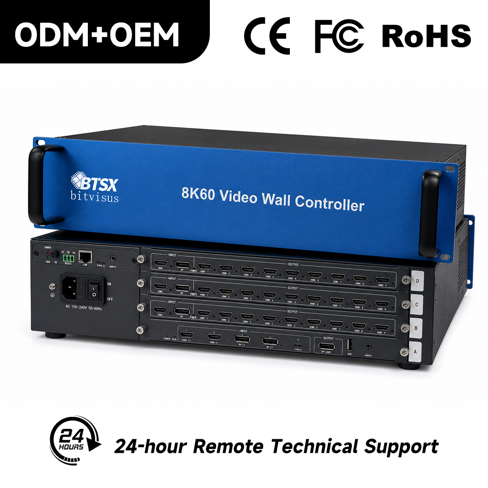 BIT-VWC-8K60-427Max Модульный процессор видеостены 8K60 — 5 входов 8K60, 27 выходов HDMI