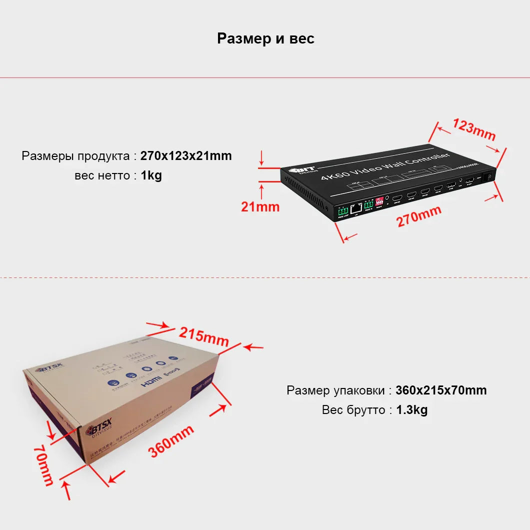 BIT-VWC-406R/409R 4K60 Video Wall Controller: 5 Inputs, 9 Outputs