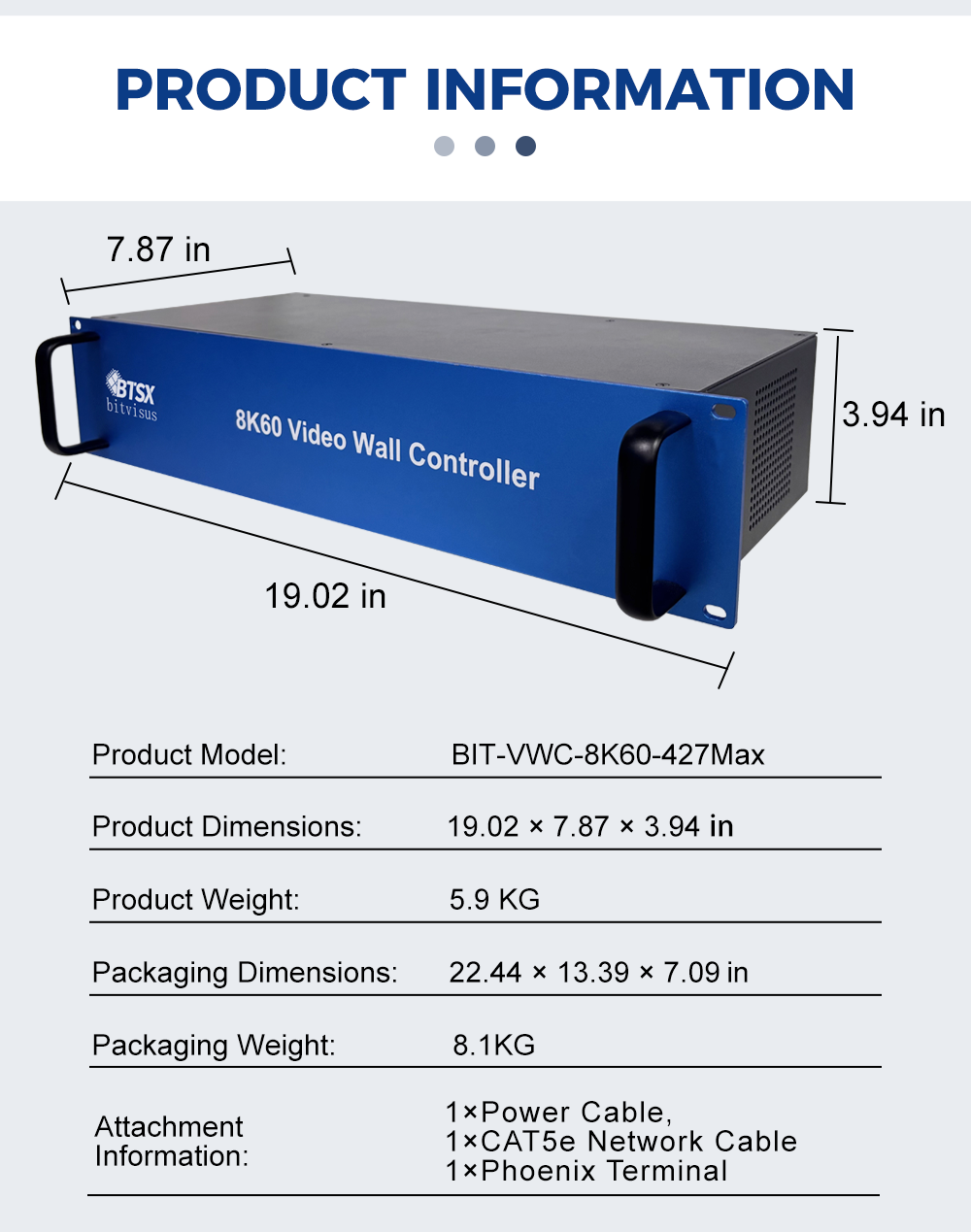 BIT-VWC-8K60-427Max Модульный процессор видеостены 8K60 — 5 входов 8K60, 27 выходов HDMI