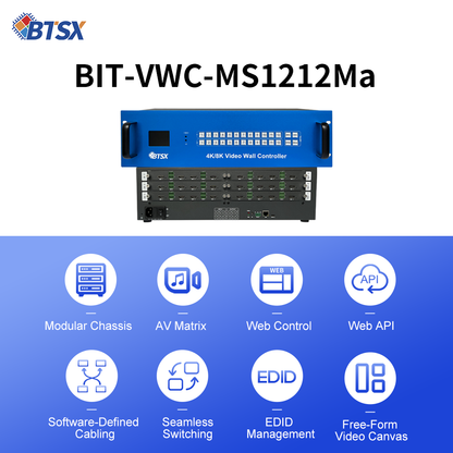 Модульный матричный процессор видеостены BIT-VWC-MS1212Ma 4K60 (12 входов, 12 выходов)