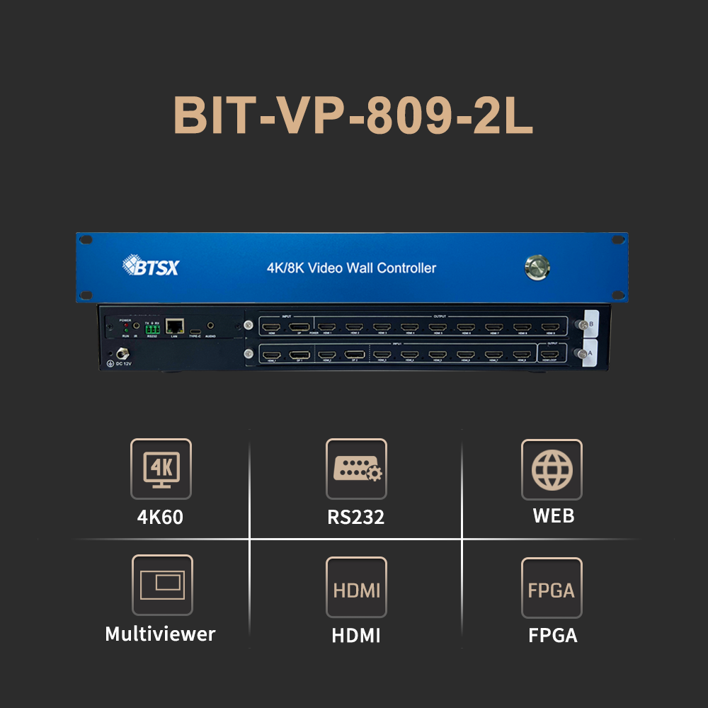 Особенности BIT-VP-809-2L: 4K60, ПЛИС, многоканальный просмотр, управление RS232 и Web, HDMI