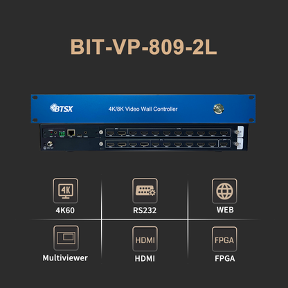 Особенности BIT-VP-809-2L: 4K60, ПЛИС, многоканальный просмотр, управление RS232 и Web, HDMI